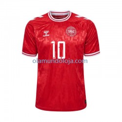 Camisola Dinamarca Eriksen 10 Homem Equipamento Primeiro Euro 2024 Manga Curta